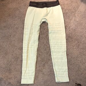 Gymshark Light Green Leggings with Black Waistband